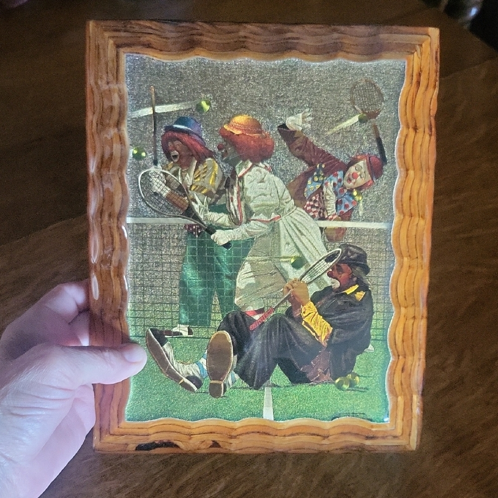 Vintage Clown Tennis Art Plaque